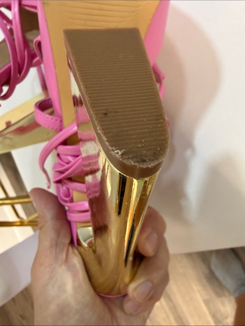 Lemonora Hot Pink Bow Lace-Up Heeled Sandals - Picture 9 of 9
